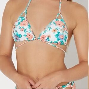 Rue Bleu floral triangle bikini swim top size XS new